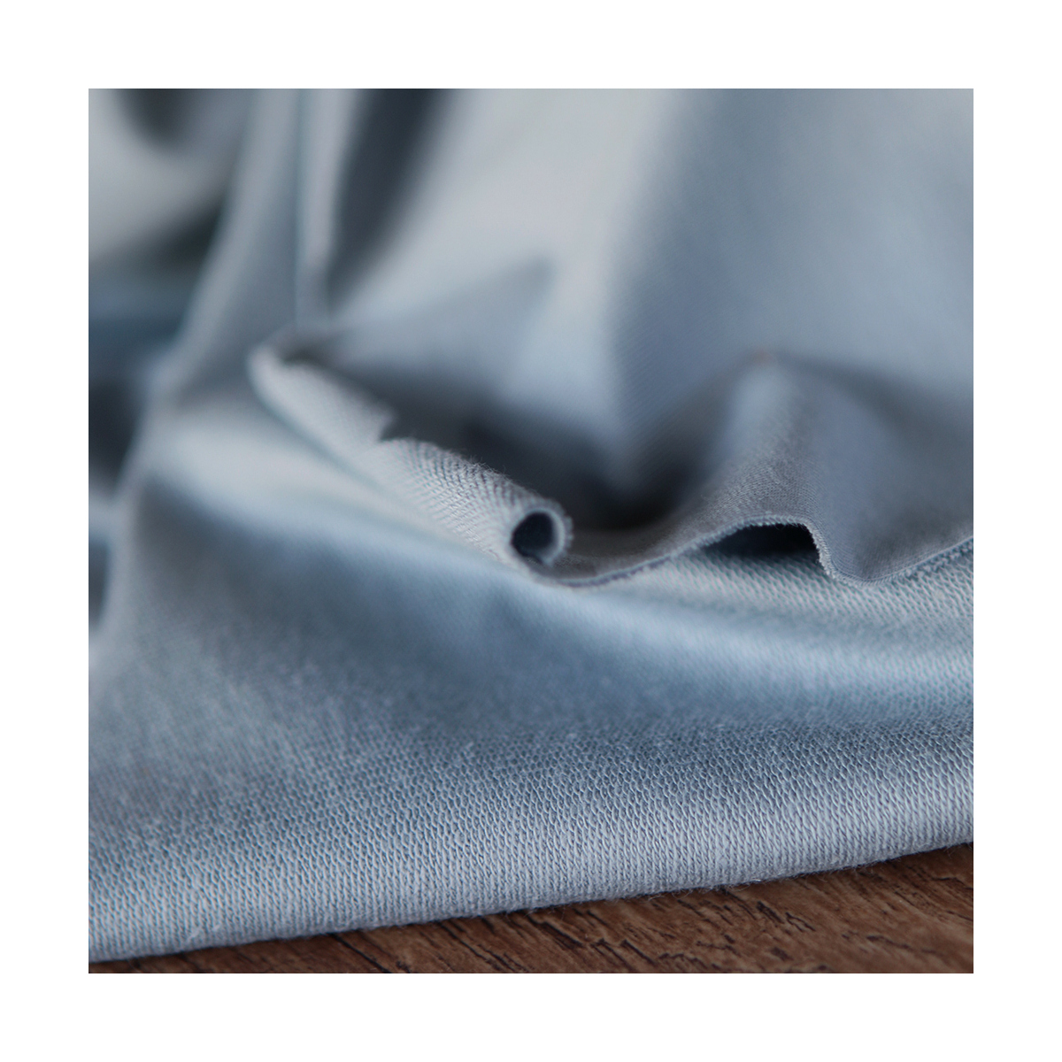 Tissu french terry sweat molleton mélange coton coloris bleu orage