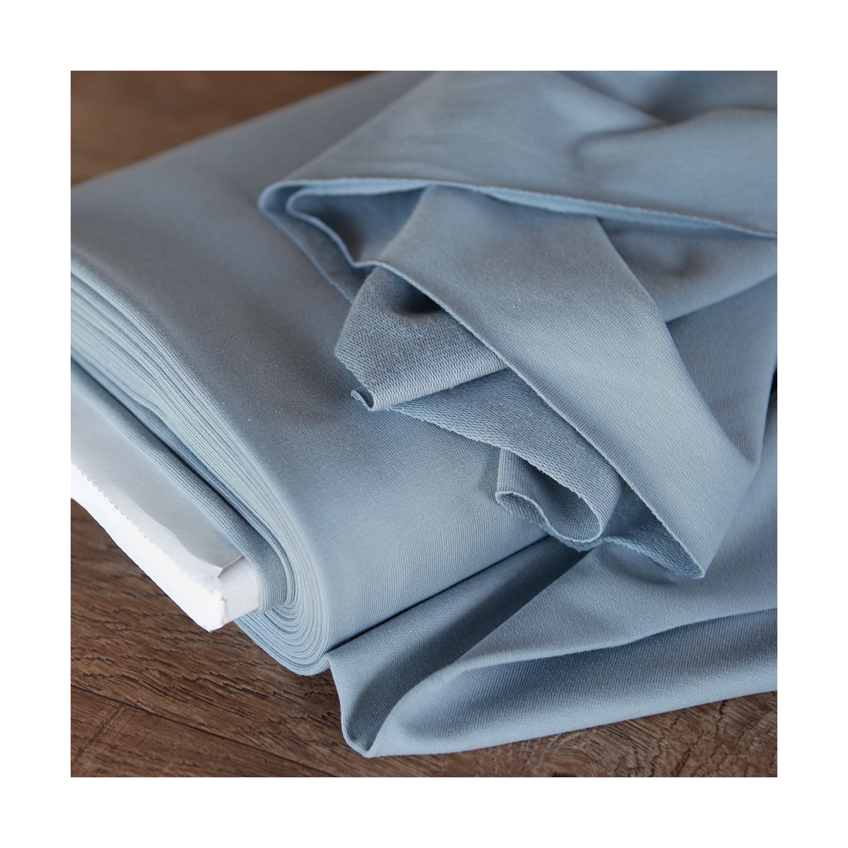 Tissu french terry sweat molleton mélange coton coloris bleu orage