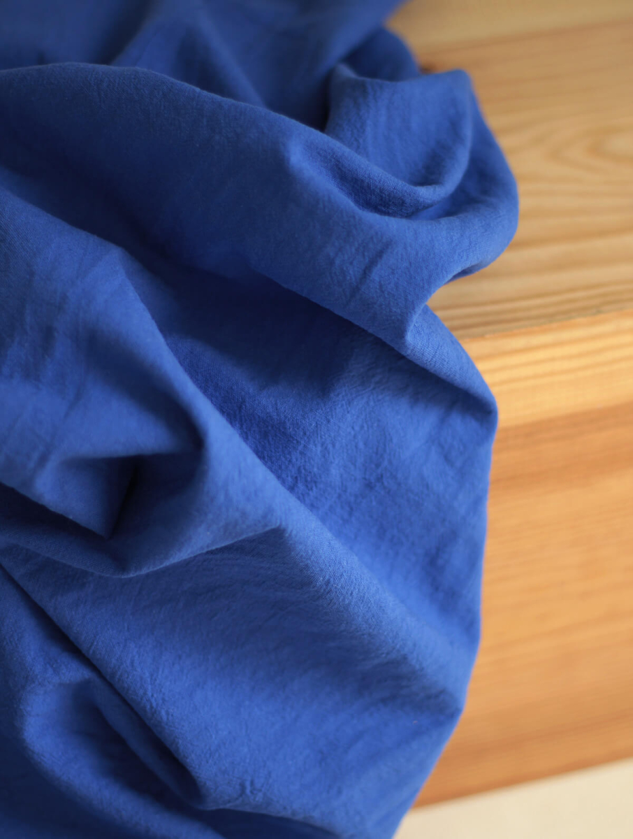 Coton lavé bio coloris bleu cobalt