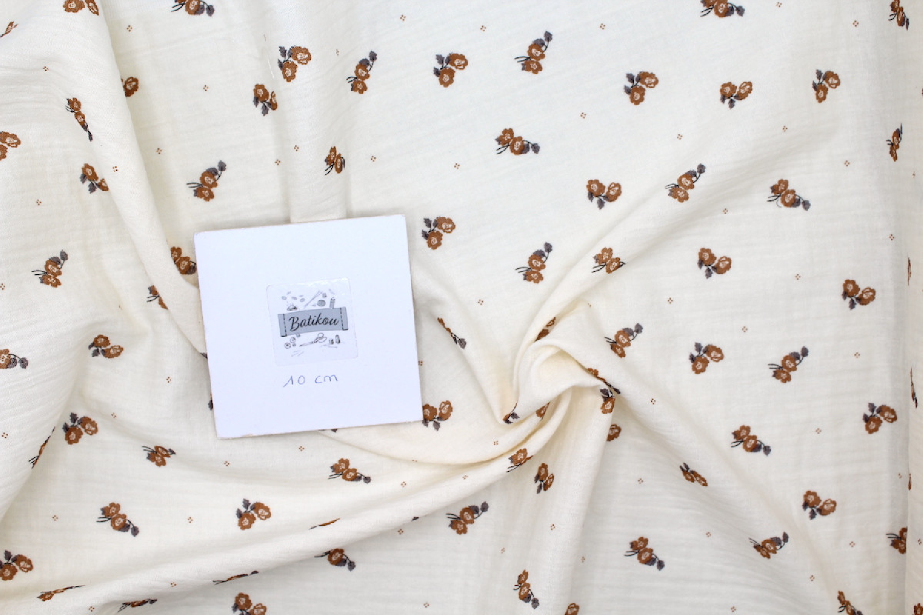 Hana - Double gaze de coton BIO écru motif exclusif