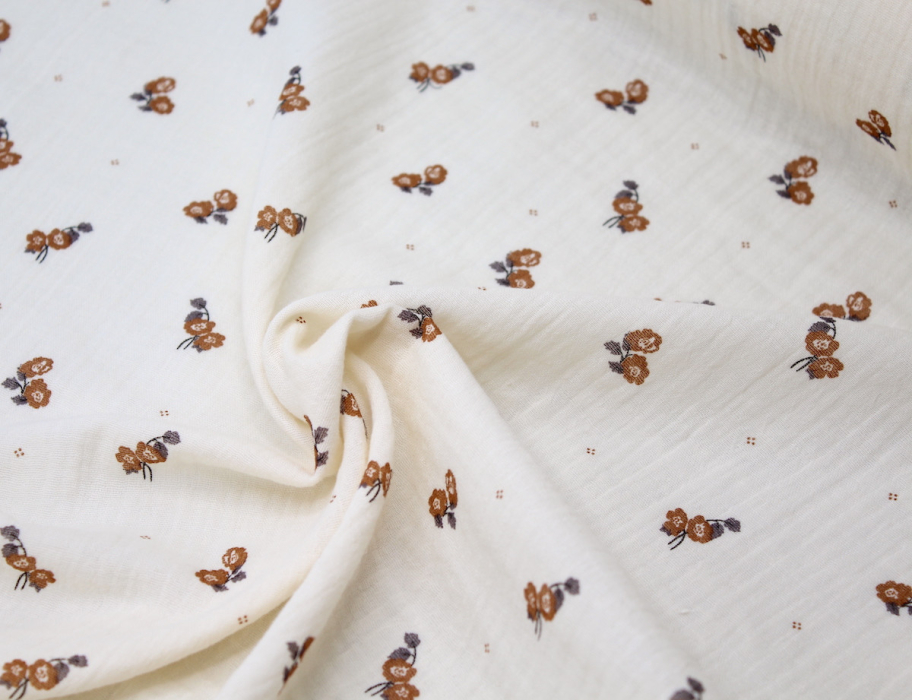 Hana - Double gaze de coton BIO écru motif exclusif