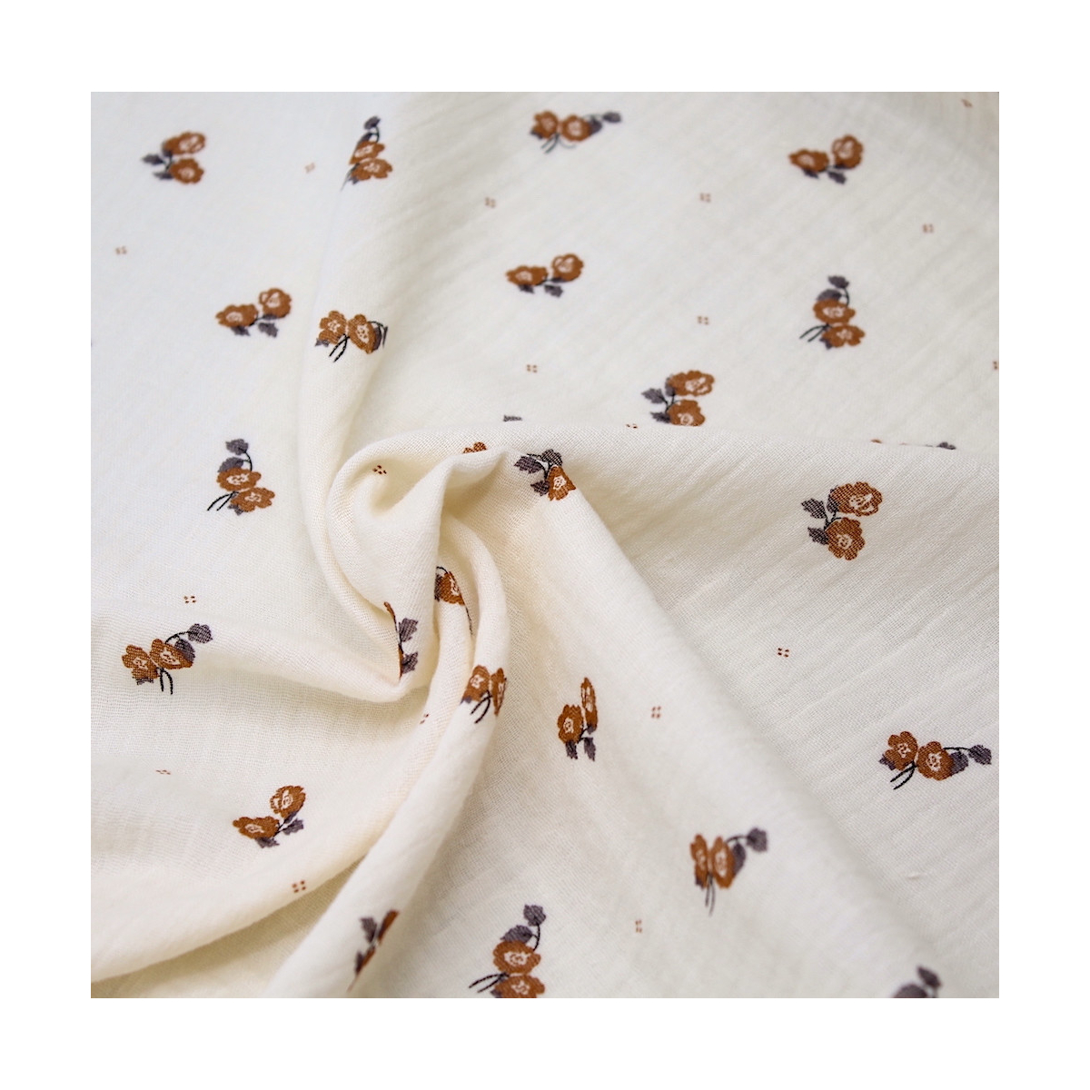 Hana - Double gaze de coton BIO écru motif exclusif