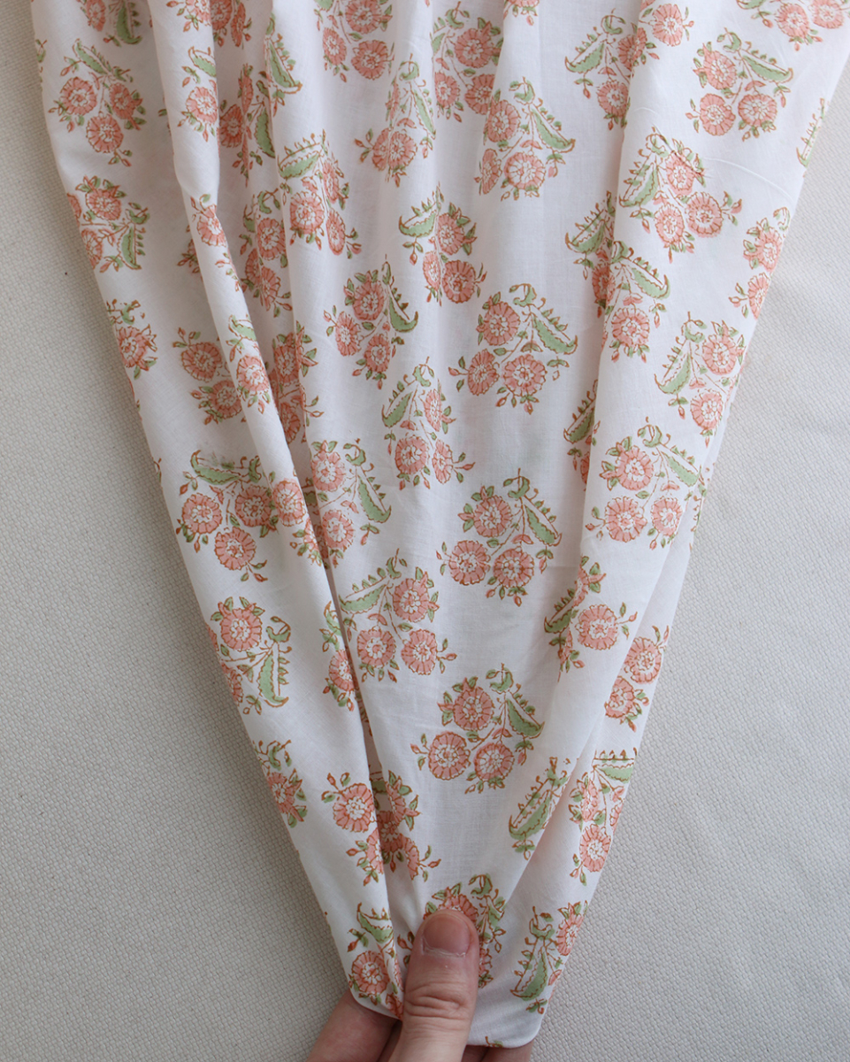 Anika - Tissu indien coton hand block traditionnel