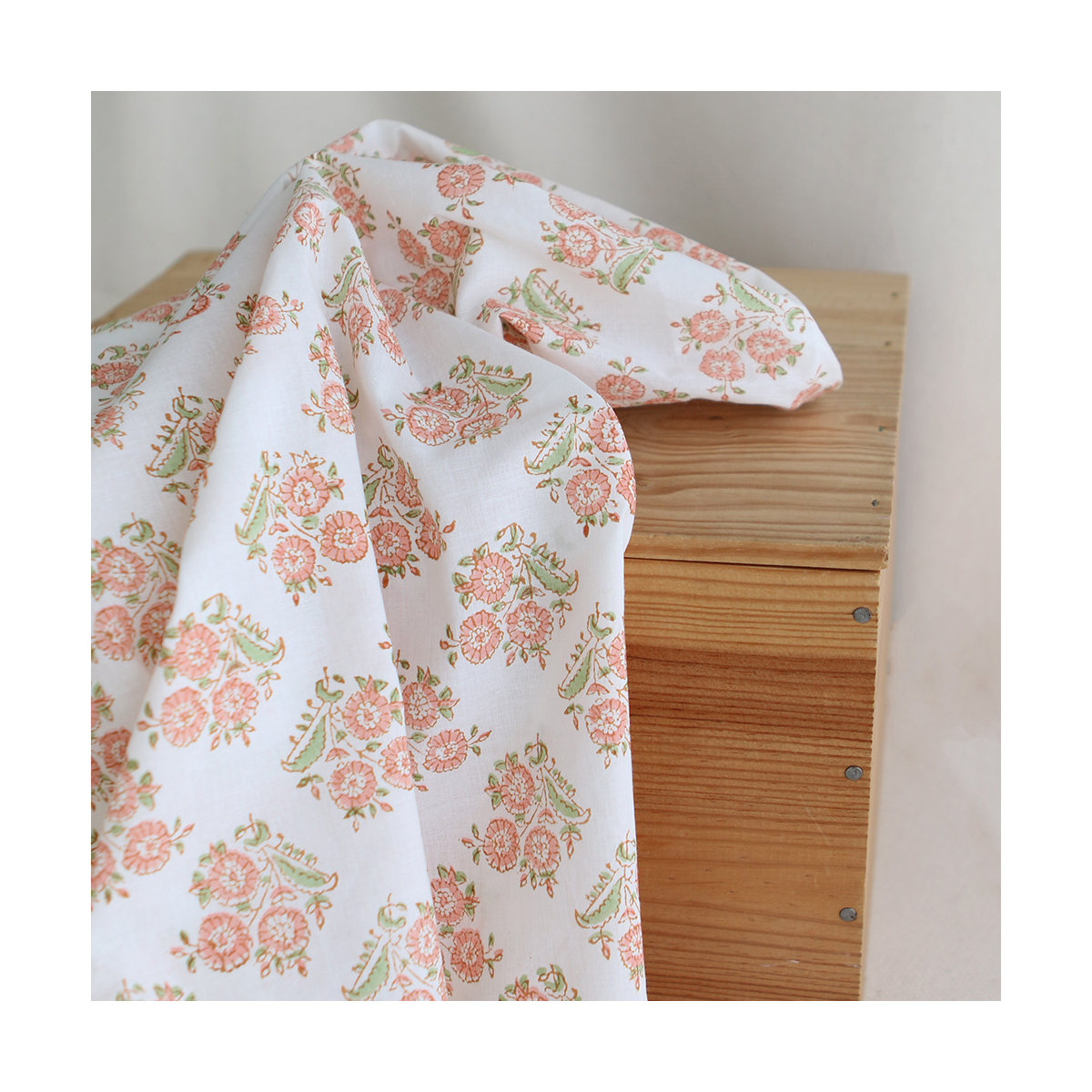 Anika - Tissu indien coton hand block traditionnel