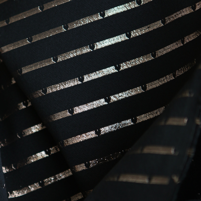 Reddia - Tissu Brocart jacquard bleu marine / doré made in France