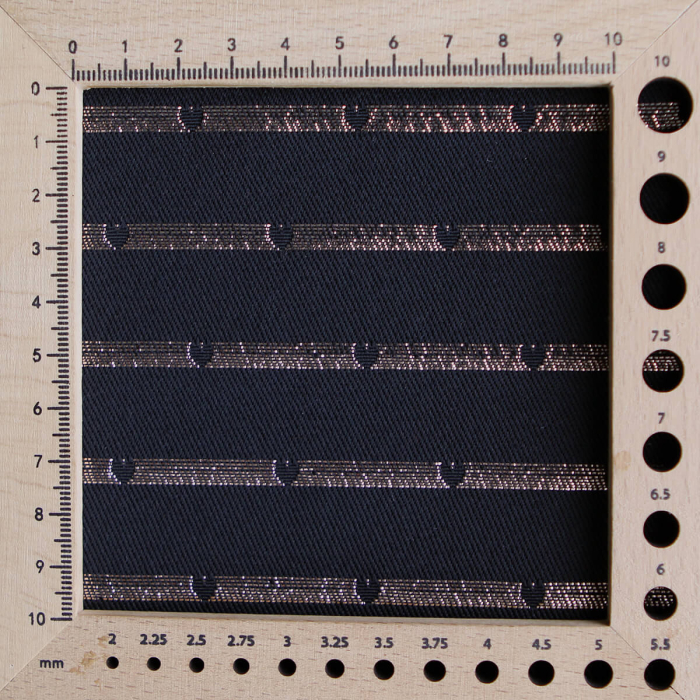 Reddia - Tissu Brocart jacquard bleu marine / doré made in France