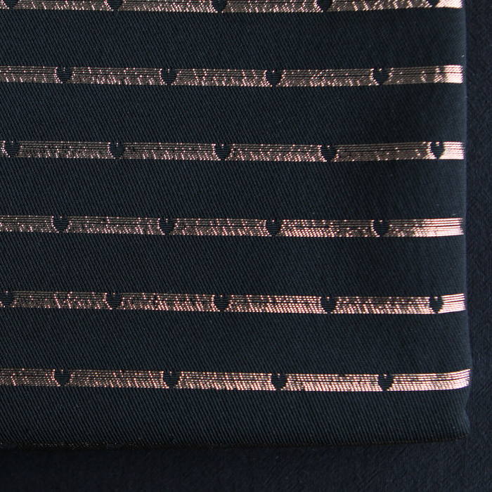 Reddia - Tissu Brocart jacquard bleu marine / doré made in France