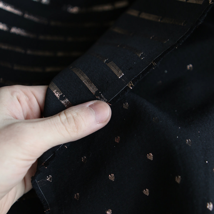 Reddia - Tissu Brocart jacquard bleu marine / doré made in France