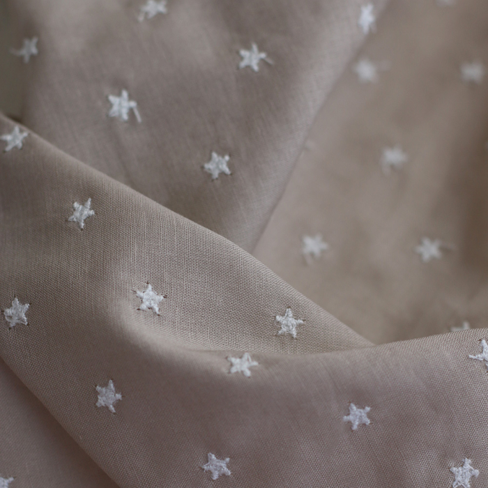 copy of Voile de coton organique broderies bleu