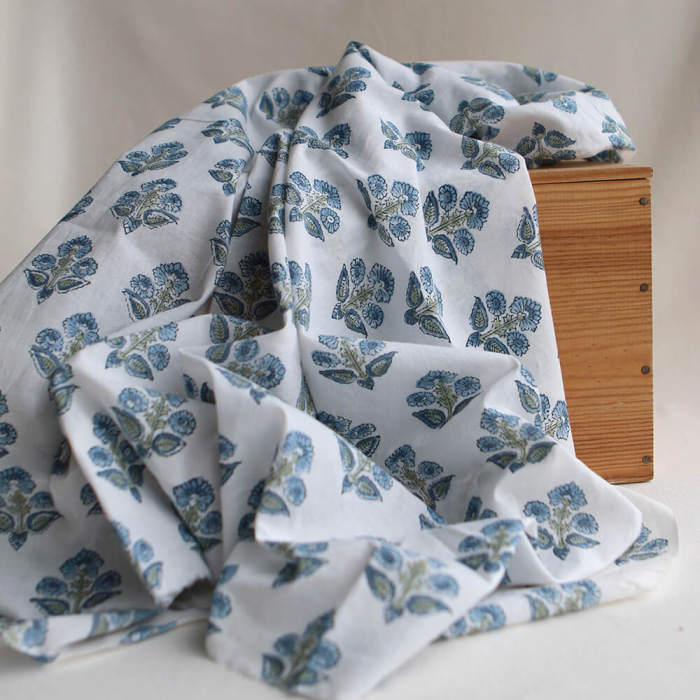Tara B - Tissu indien en coton imprimé main Hand Block