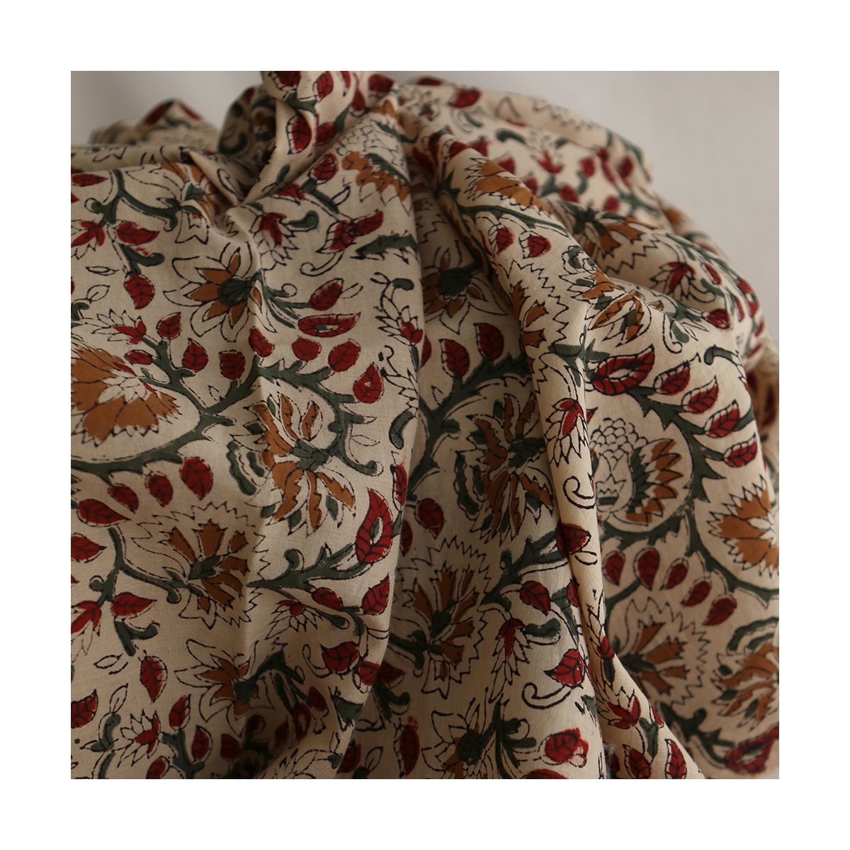 Nisha - Tissu indien coton hand block traditionnel