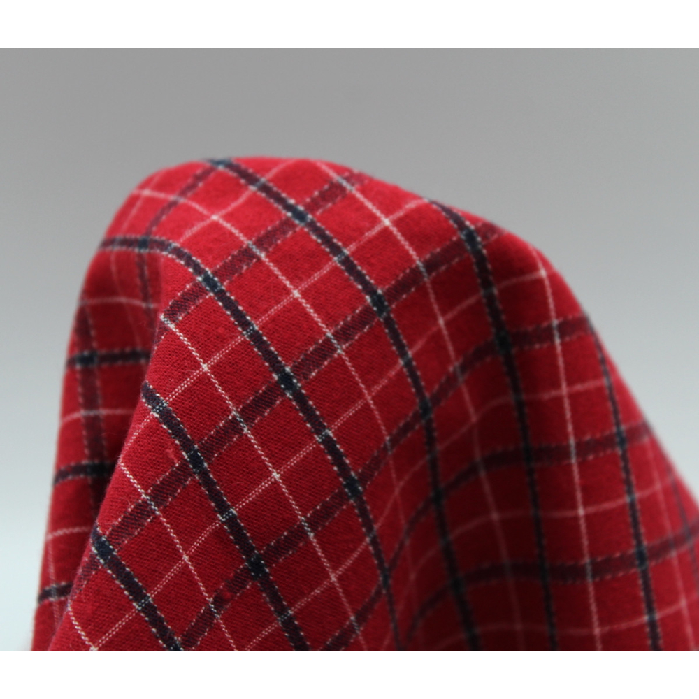 Tissu coton gratté organique imprimé carreaux rouge tartan