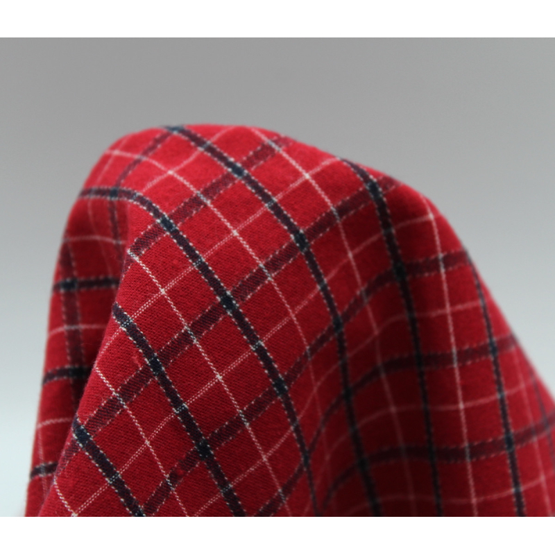 Tissu coton gratté organique imprimé carreaux rouge tartan