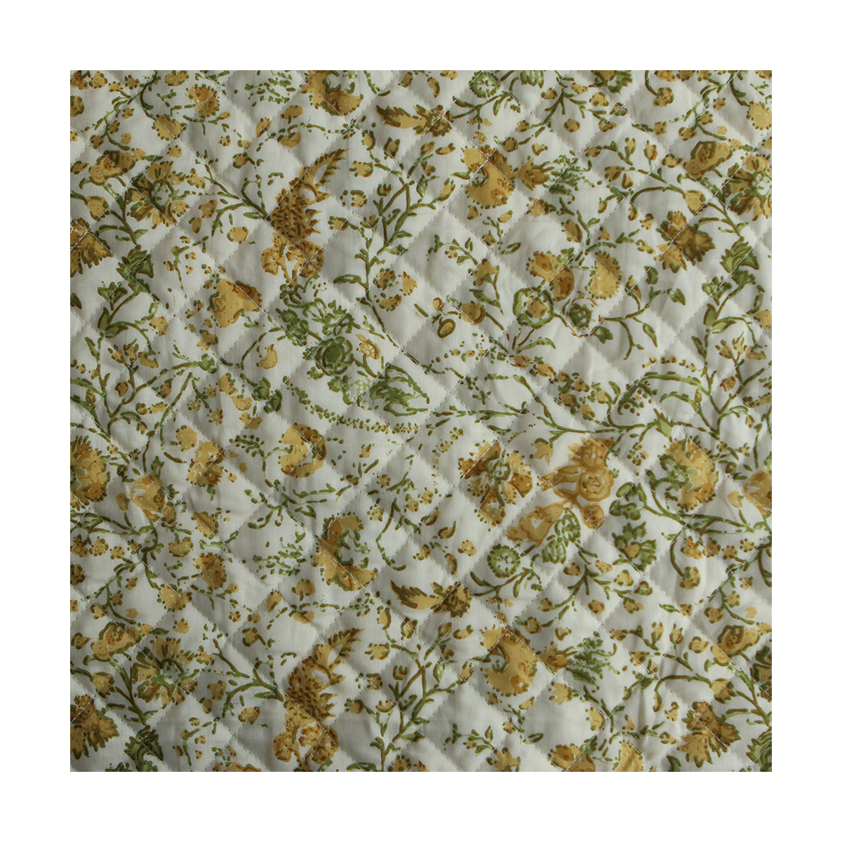 Karishma jaune - Tissu indien matelassé double face coton hand block largeur 100cm