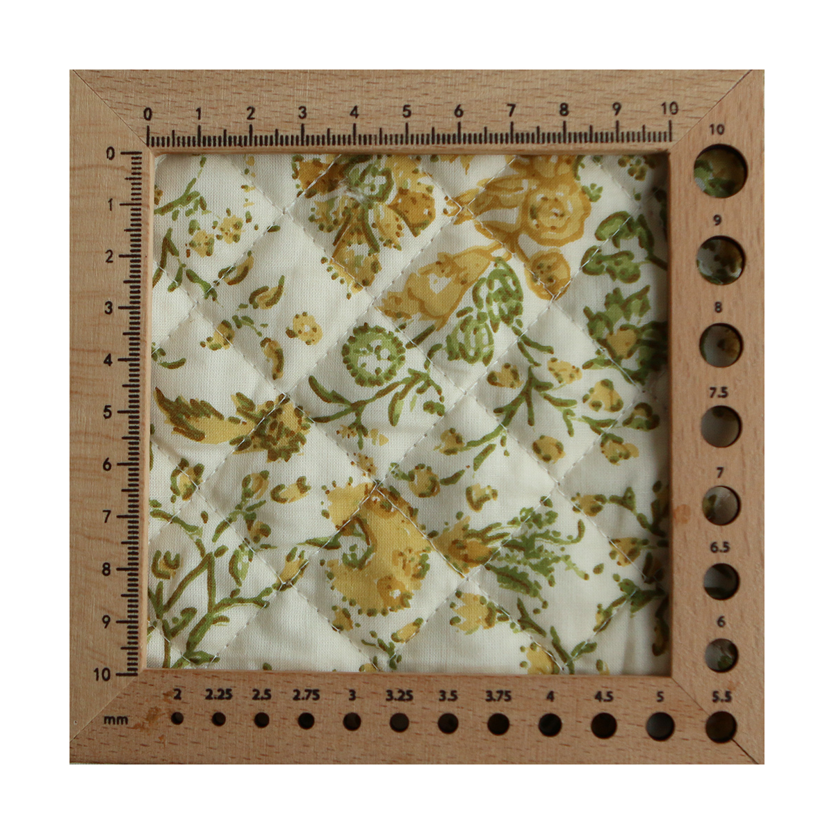 Karishma jaune - Tissu indien matelassé double face coton hand block largeur 100cm