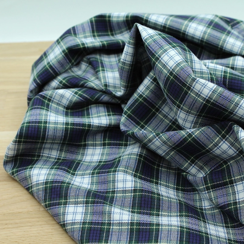 Tissu sergé de coton organique tartan