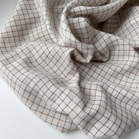Theo - Gaze de coton lisse tissage carreaux coloris crème