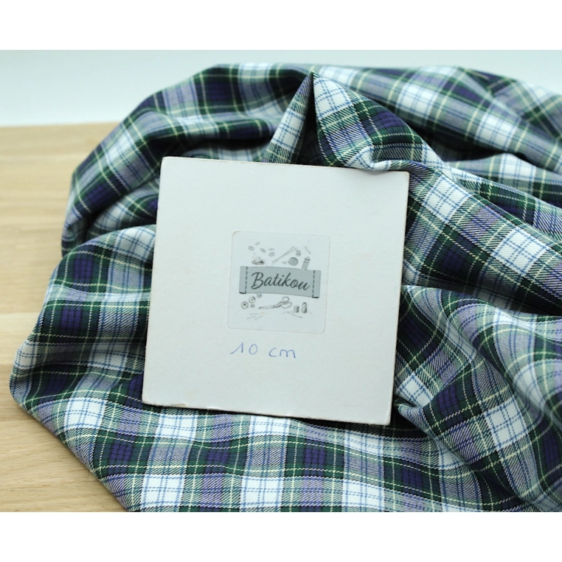 Tissu sergé de coton organique tartan