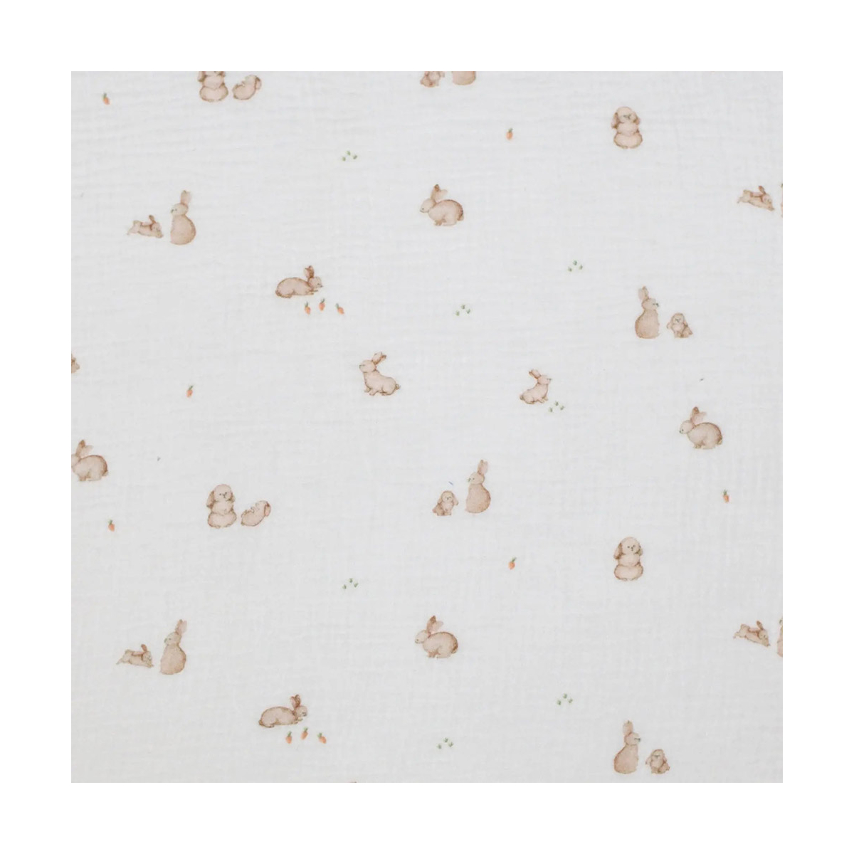 Double gaze de coton fond lait imprimés petits lapins