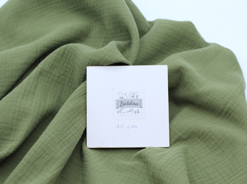 Double gaze de coton BIO unie olive 2