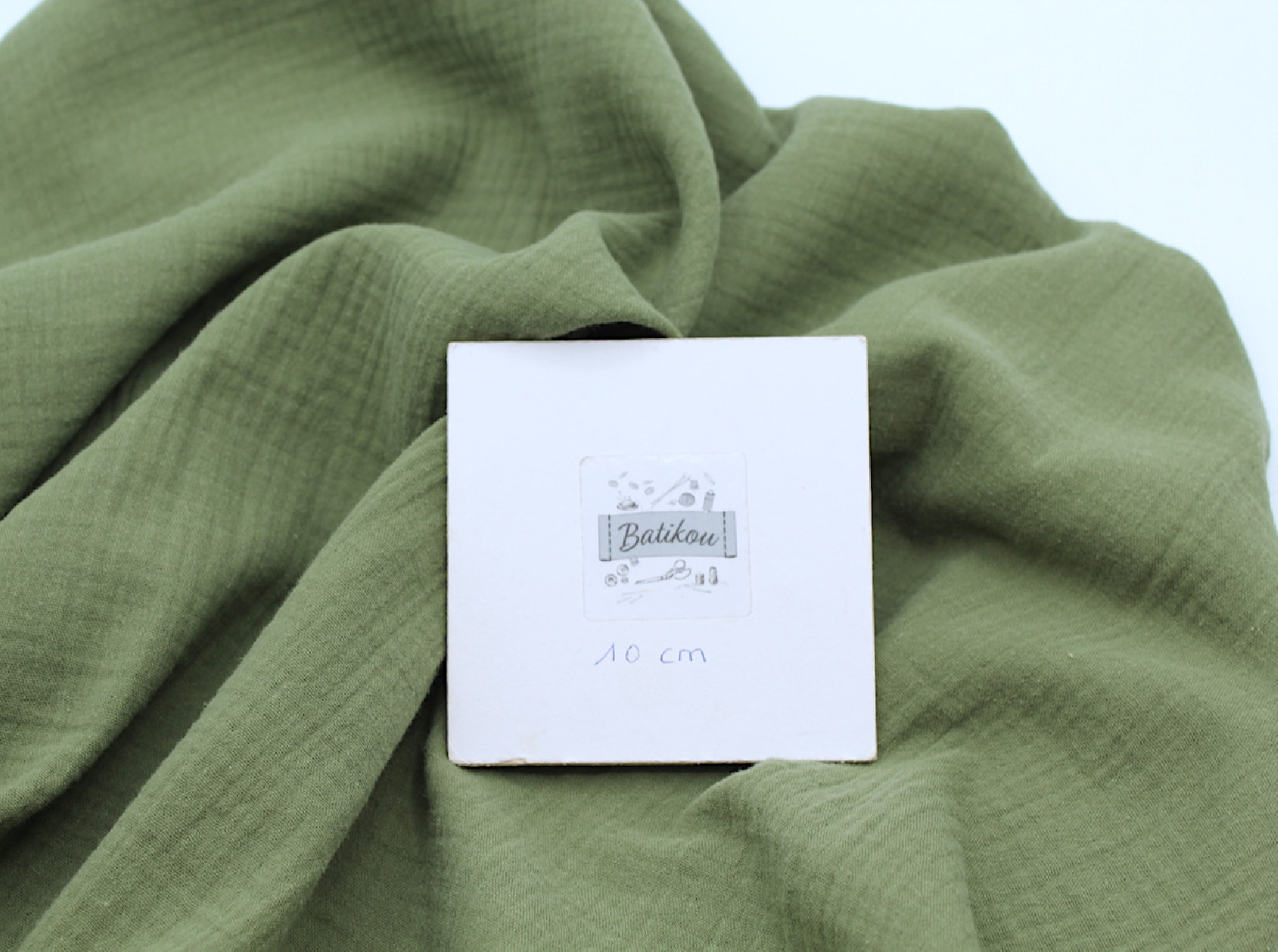 Double gaze de coton BIO unie olive