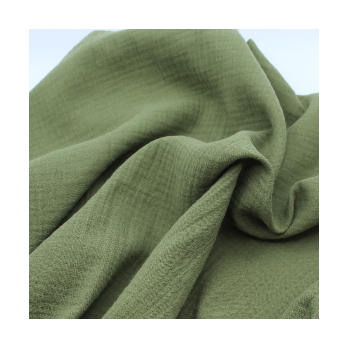 Double gaze de coton BIO unie olive