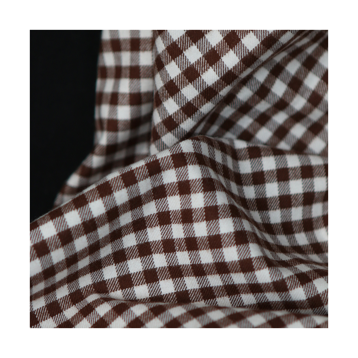 Gary - Coton gratté organique tissage vichy marron