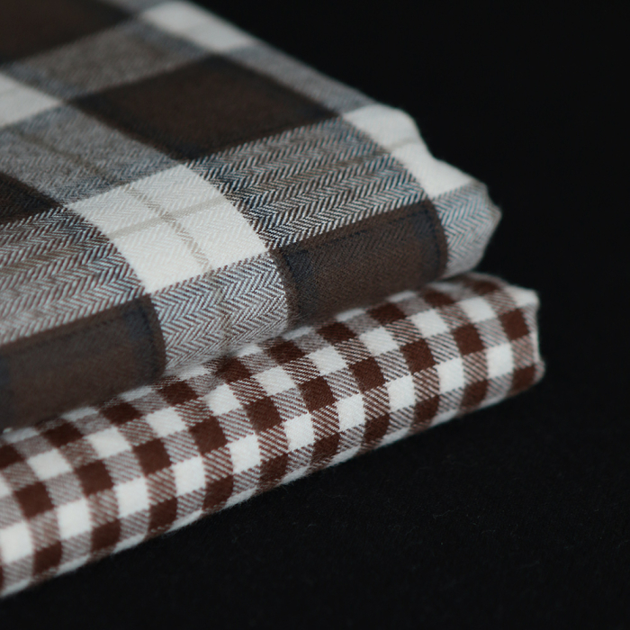 Gary - Coton gratté organique tissage vichy marron