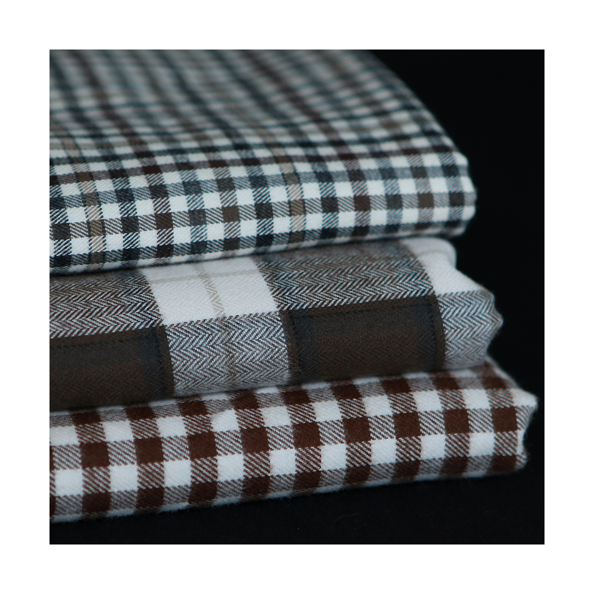 Gary - Coton gratté organique tissage vichy marron