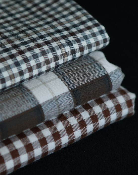 Gary - Coton gratté organique tissage vichy marron