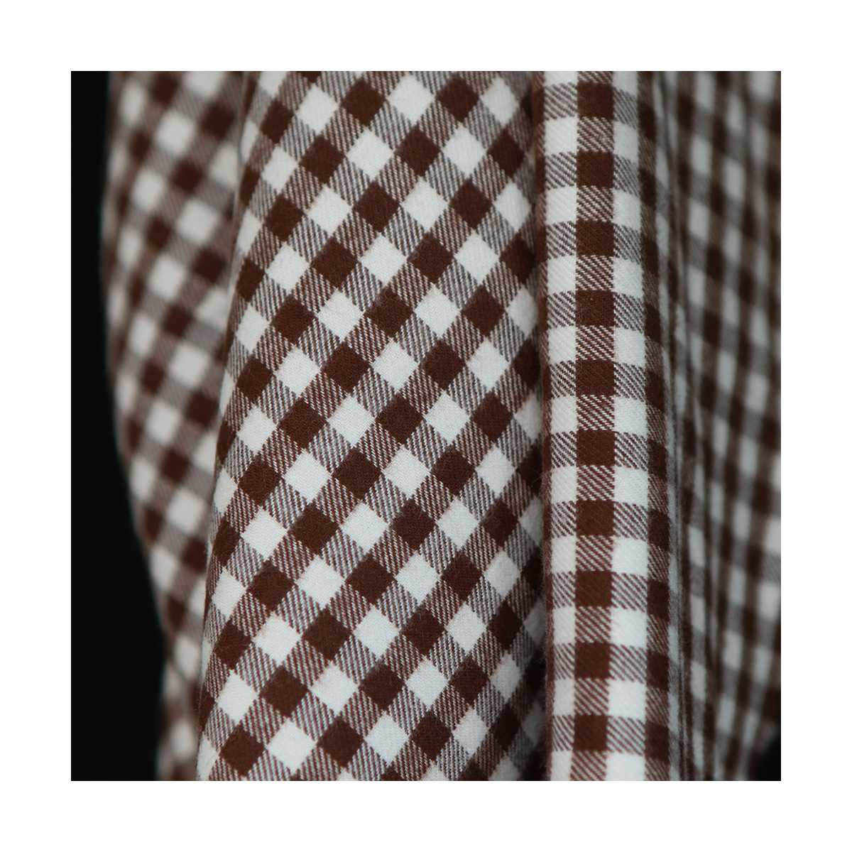 Gary - Coton gratté organique tissage vichy marron