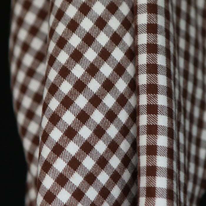 Gary - Coton gratté organique tissage vichy marron