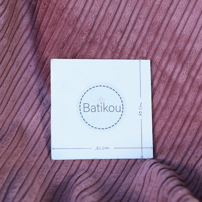 Velours très grosses côtes coton organique coloris vieux rose