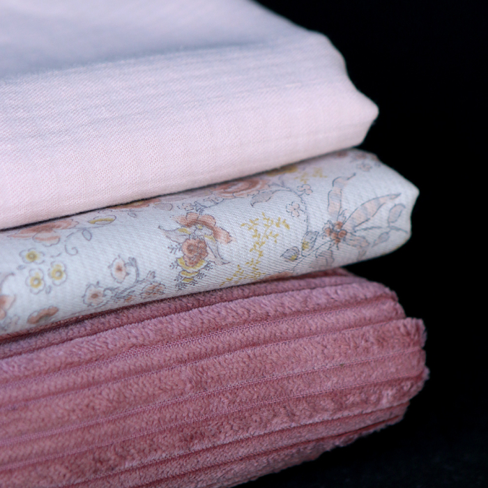 Velours très grosses côtes coton organique coloris vieux rose