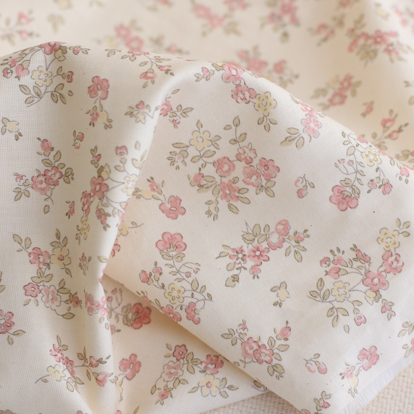 copy of Romy - Popeline douce coton organique fond ivoire imprimé fleuri