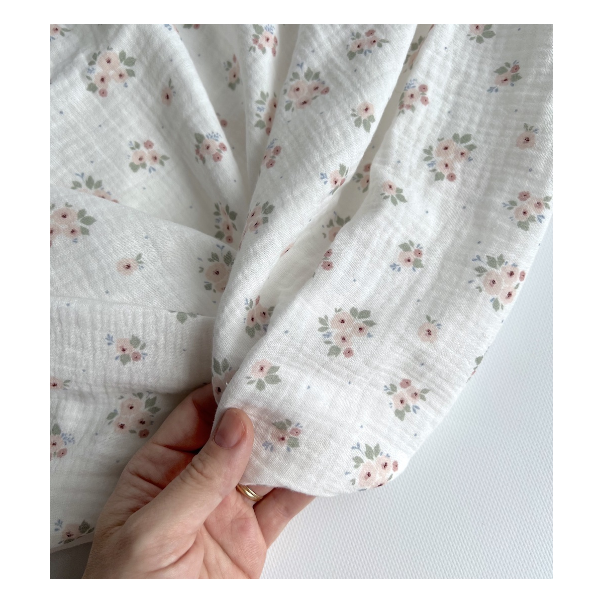 ROZEN - Double gaze de coton BIO blanc motif exclusif