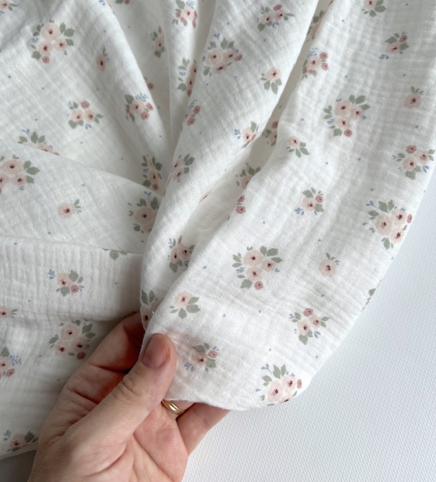 ROZEN - Double gaze de coton BIO blanc motif exclusif