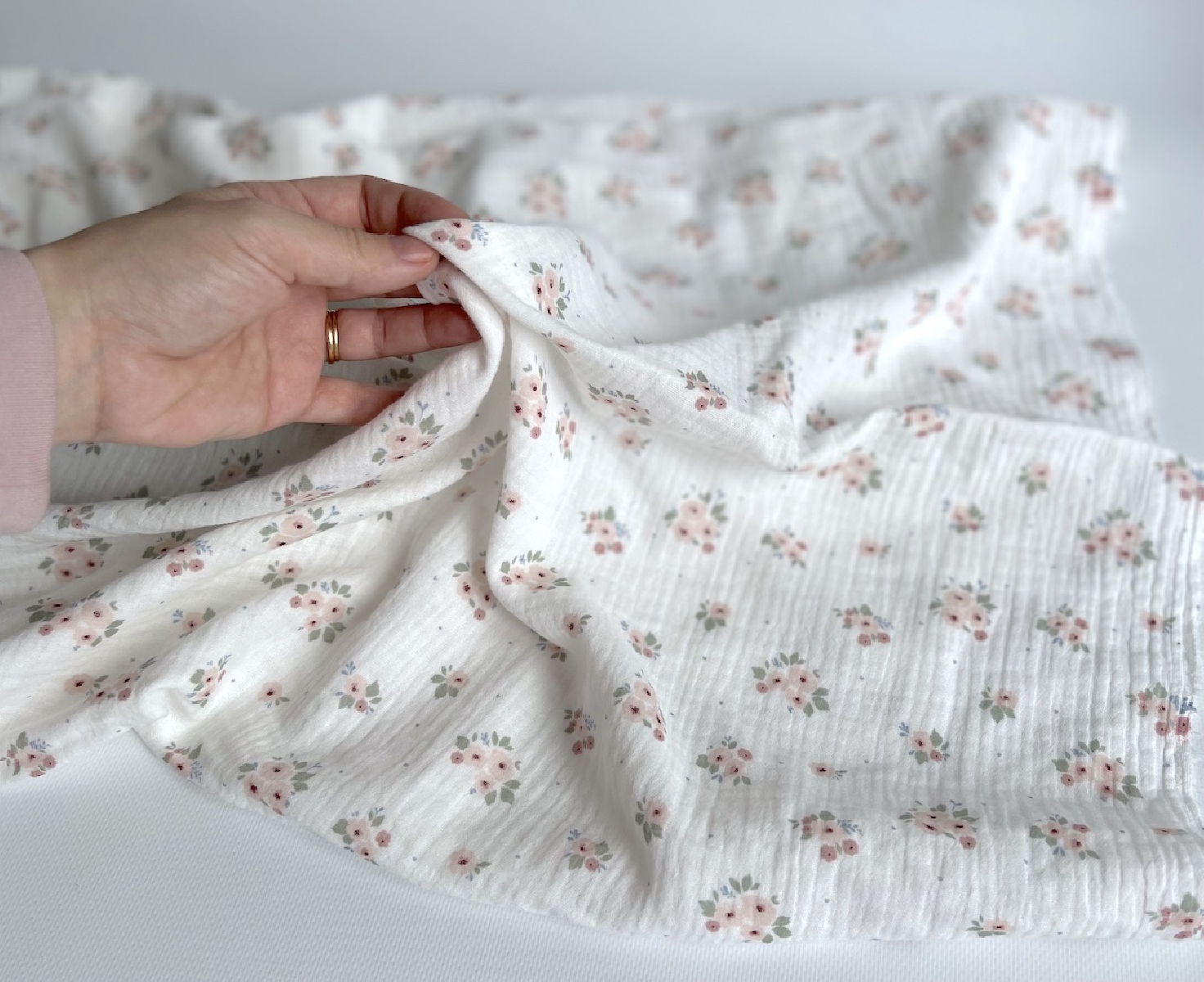 ROZEN - Double gaze de coton BIO blanc motif exclusif