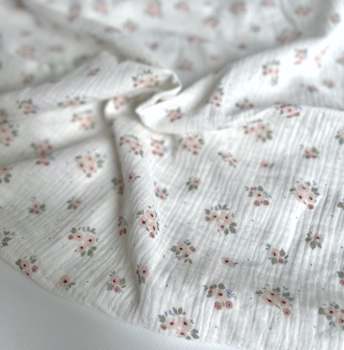 ROZEN - Double gaze de coton BIO blanc motif exclusif