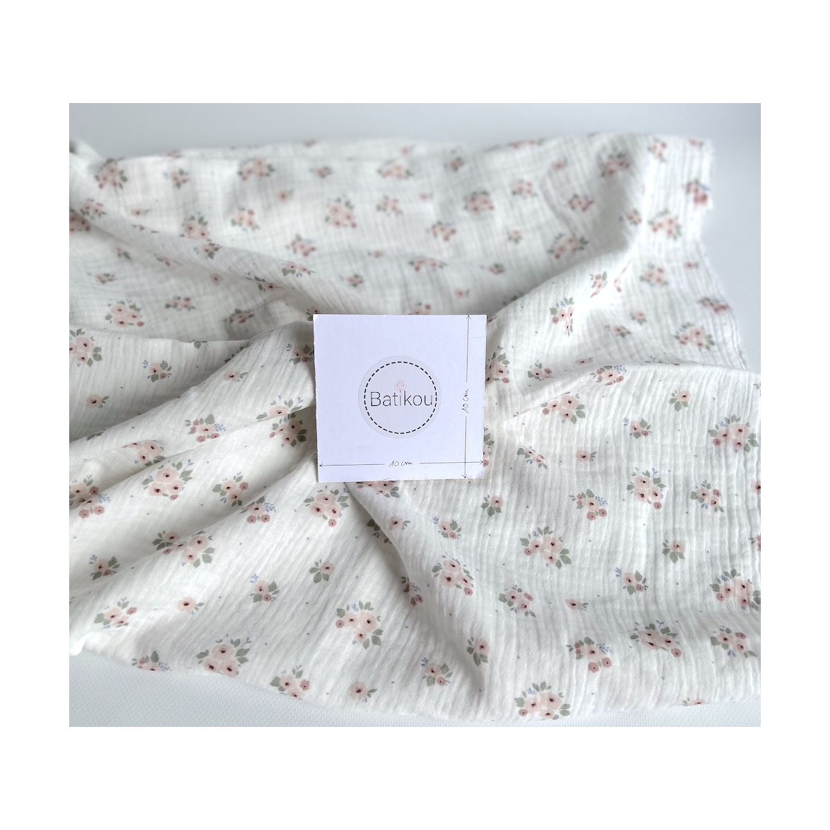 ROZEN - Double gaze de coton BIO blanc motif exclusif