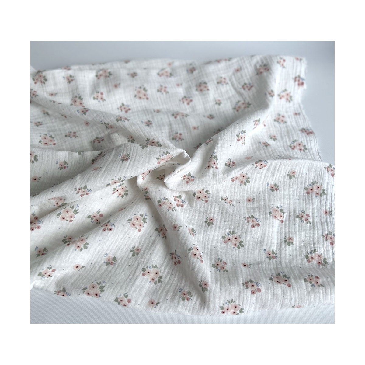 ROZEN - Double gaze de coton BIO blanc motif exclusif