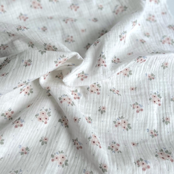 ROZEN - Double gaze de coton BIO blanc motif exclusif