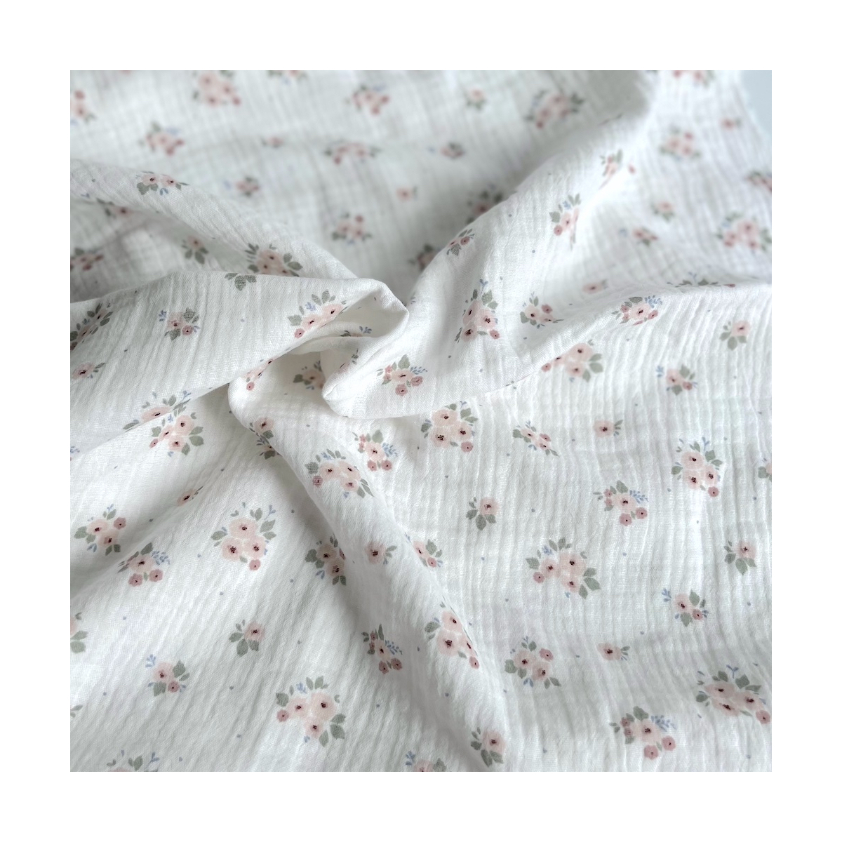 ROZEN - Double gaze de coton BIO blanc motif exclusif