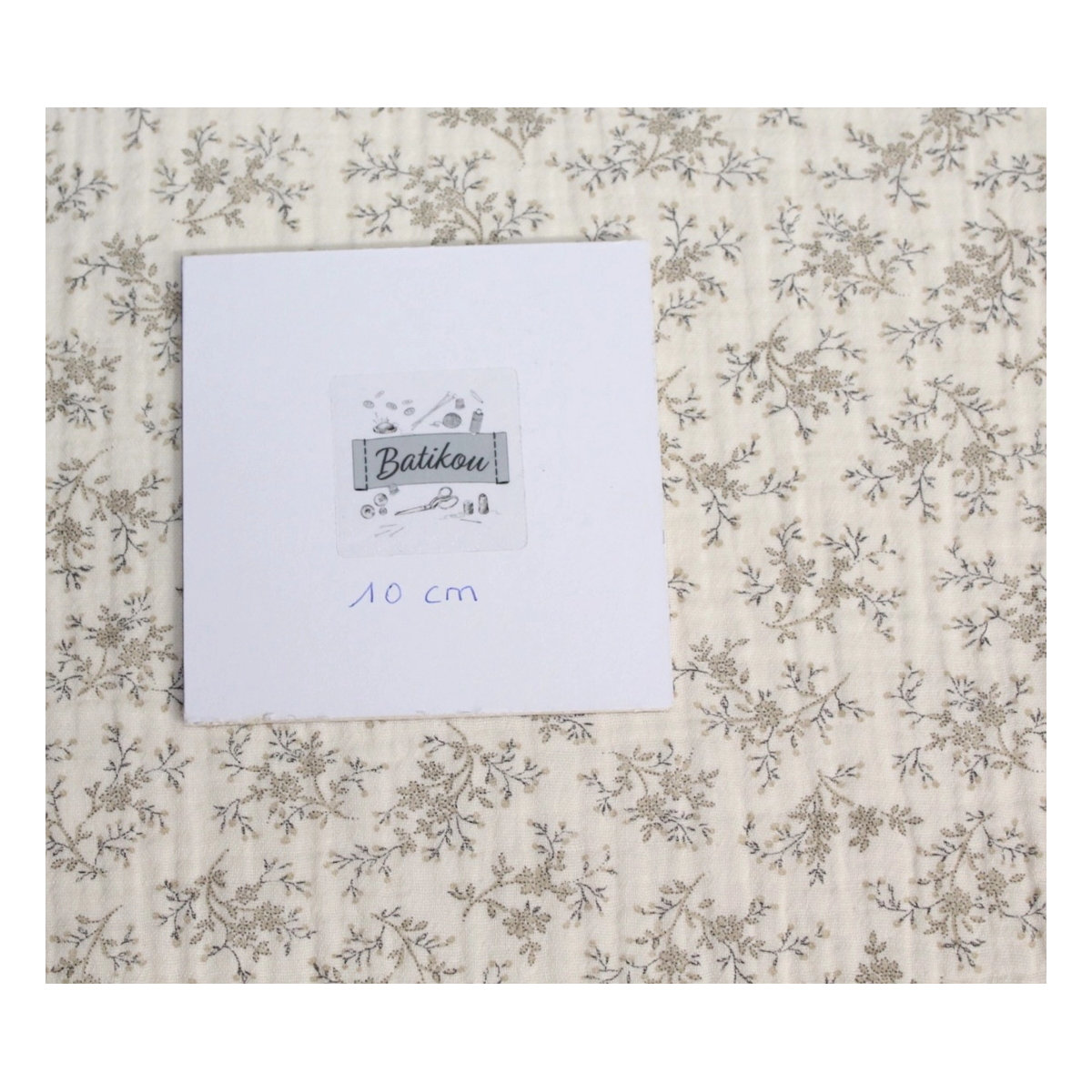 Meriem - Double gaze de coton BIO écru à motifs fleuris