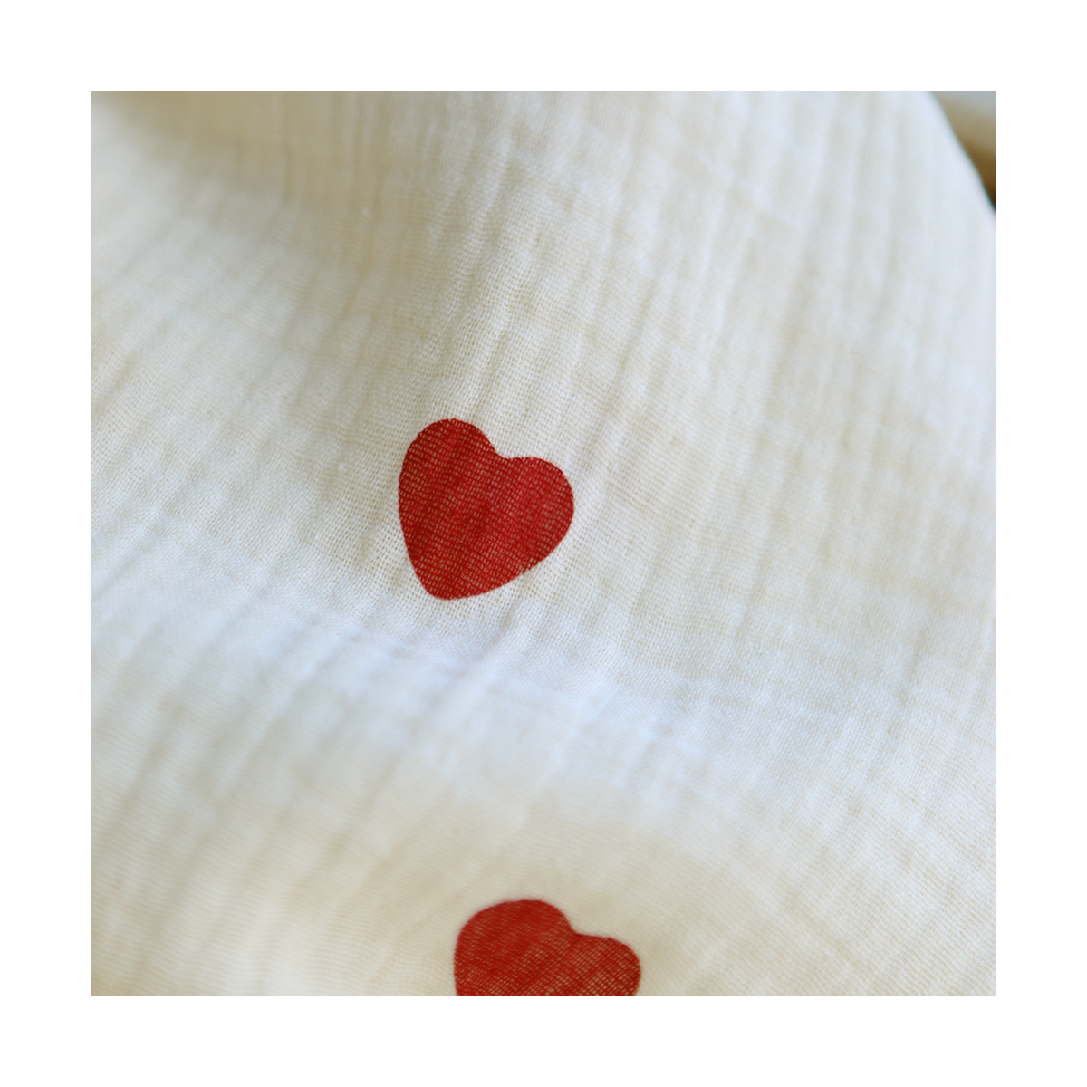 copy of Manou - Double gaze de coton BIO exclusif écru à motif coeurs