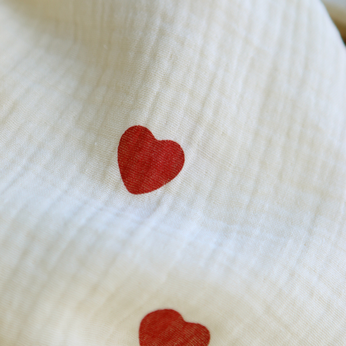 copy of Manou - Double gaze de coton BIO exclusif écru à motif coeurs