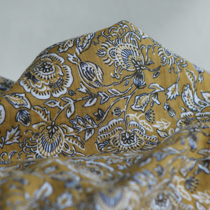 Mehar - Double gaze de coton motif façon indien curry