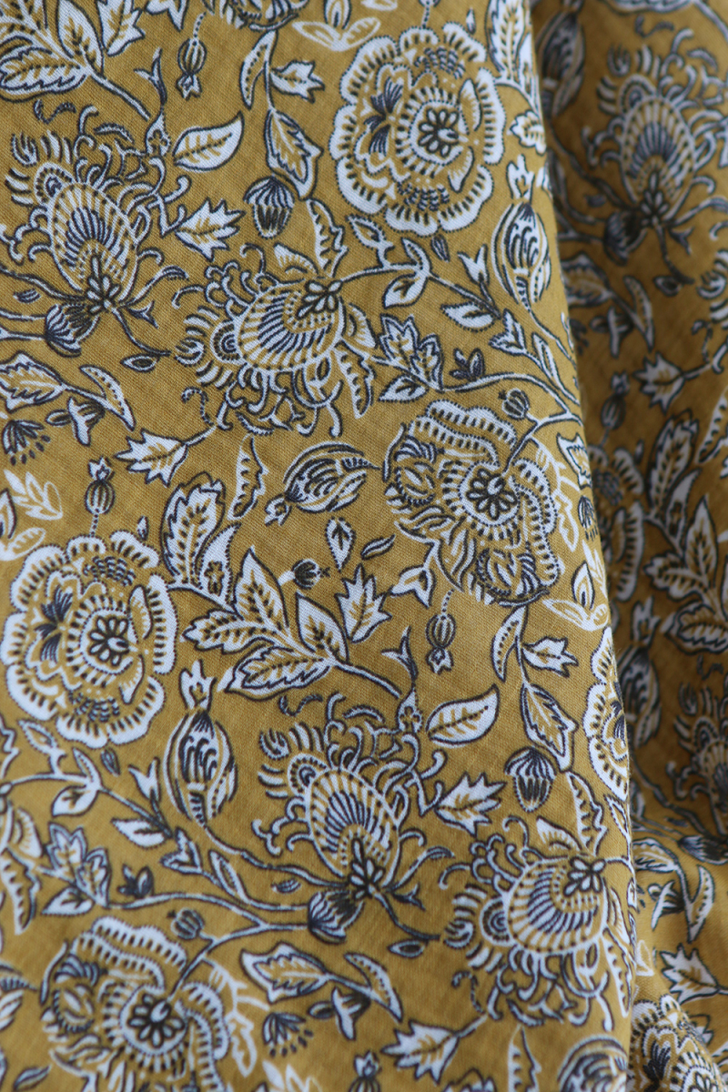 Mehar - Double gaze de coton motif façon indien curry