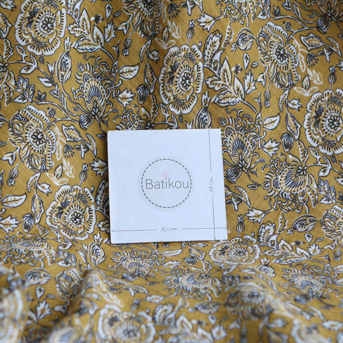 Mehar - Double gaze de coton motif façon indien curry