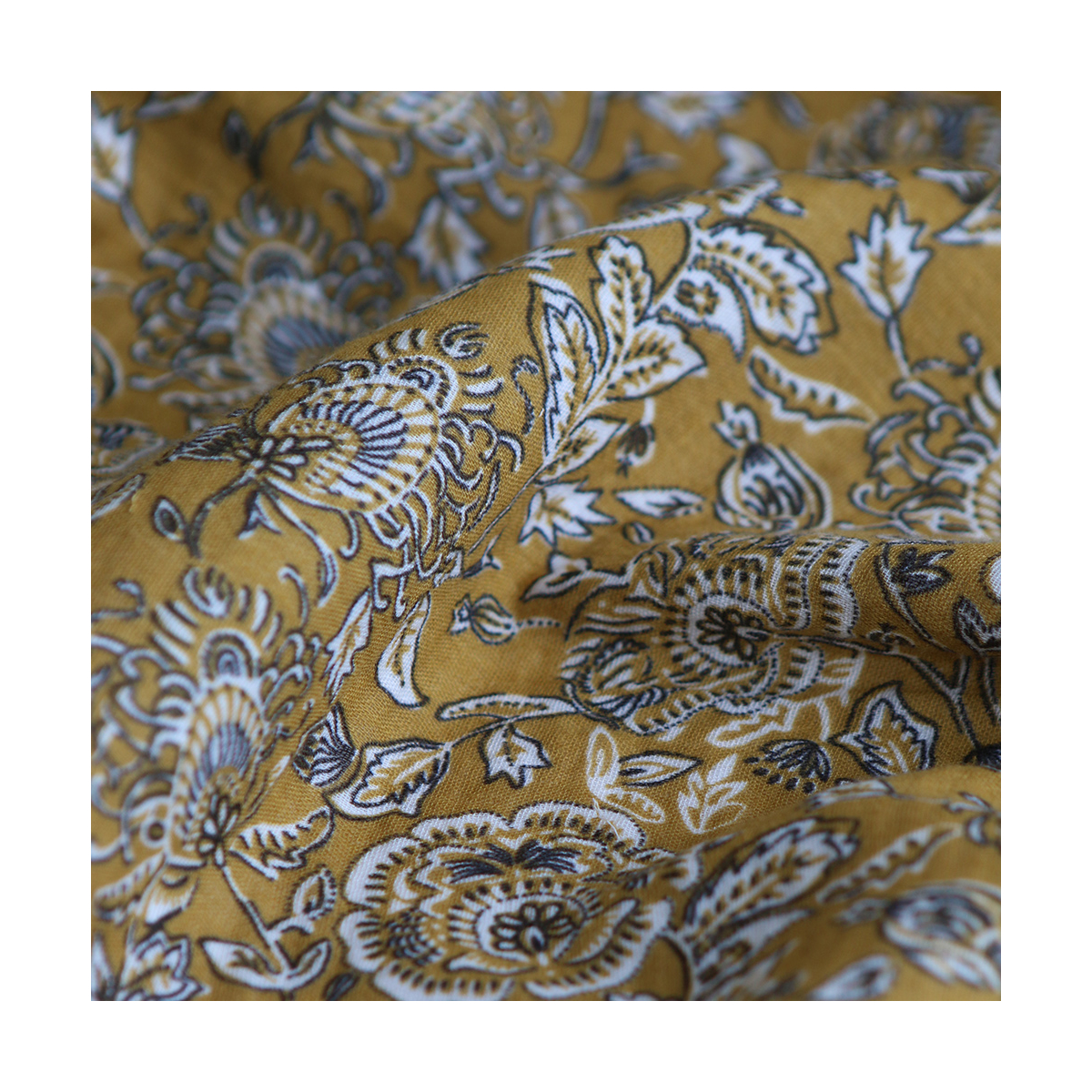 Mehar - Double gaze de coton motif façon indien curry